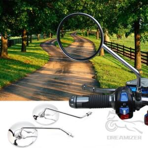 범용 10mm 바이크 오토바이 백미러 스쿠터 크롬 라운드 사이드 스즈키 GN 125 Yamaha Jog BWS 100 Vino
