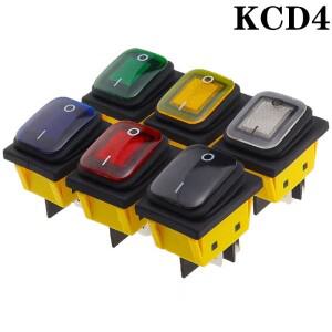 KCD4 on off 30A/250V 헤비 듀티 4 핀 DPST IP67 밀폐형 방수 T85 자동 보트 해양 토글 로커 스위치(LED 12