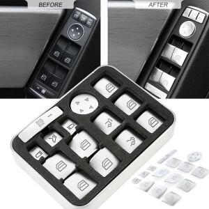 메르세데스 벤츠 호환 A B C 클래스 W204 W212 GLA ML 자동차 윈도우 리프트 버튼 커버 스티커 스위치 패널