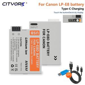 캐논호환 EOS 550D 600D X4 X5 X6i T2i 용 USB가있는 카메라 배터리 2100 mAh LP-E8
