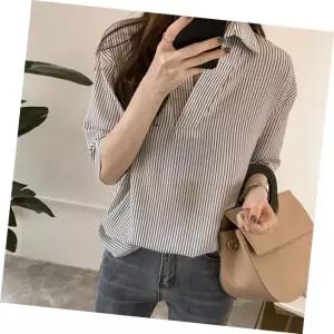 블라우스 7부 티셔츠 셔츠 반팔티 긴팔티 상의 남방 와이셔츠 2컬러