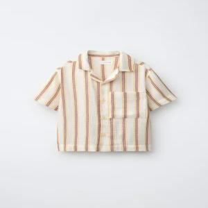 자라 키즈 ZARA KIDS 러스틱 스트라이프 셔츠 - 레드 4333800600341420
