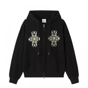 [정품] 오와이 데일리 아웃터 가디건 후드집업 자켓 OY CROSS WAFFLE HOODIE ZIP UP - BLACK