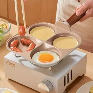 캠핑 에그 팬 논스틱 다용도 4구 인덕션 에그 팬 계란 코팅 캠핑용 베이킹 통주물 구이 볶음