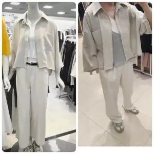 오프리미츠 MG01 시크베이직한 력서리카라넉집업크롭썸머세미캐주얼7부소매점프재킷