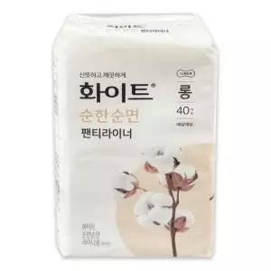오버나이트 화이트 순한순면 팬티라이너 롱 40개입 생리대 -O