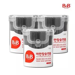 [비앤비][3개세트] 순면100% 참숯 까만면봉 150P