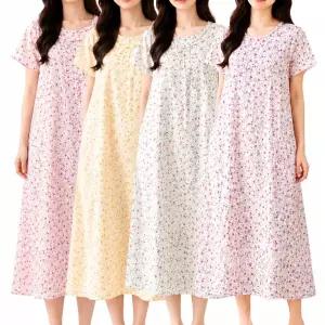 제이케이 여성 여름 인견 엠보 반팔원피스 빅사이즈 원피스 여성 잠옷 홈웨어
