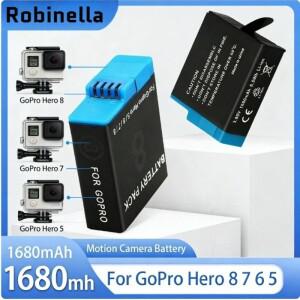 호환 고프로 히어로 8 7 6 5용 1680mAh 리튬이온 배터리 팩  모션 카메라 충전식