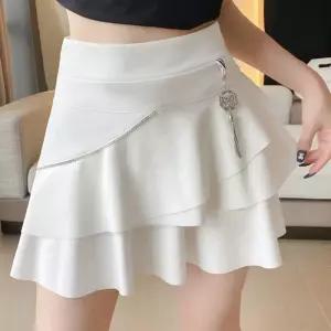 라인댄스복 라틴댄스복 차밍댄스 화이트 s 댄스 플리츠스커트