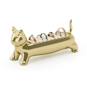 엄브라 알리 고양이 반지 홀더 - 반려동물 애호가를 위한 선물 보석 보관함 금색