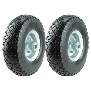 KASTFORCE KF4003 트윈 팩 10인치 솔리드 고무 타이어 휠 교체 3.00-4 타이어 휠 프리, 5/8인치 베어링 2.15인치 오프셋 허브로 핸드 트럭 휠바로우 가든 카트 비평탄에 완벽합니다