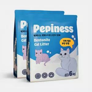 펫피니스 벤토나이트 고양이 모래 6kg 2개 (총 12kg) 강력탈취 무향 먼지적음