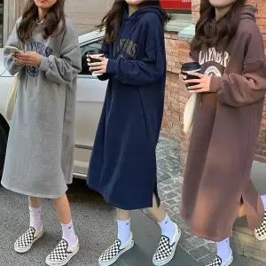 캐주얼 패션 여성 후드 카라원피스 기모 원피스 겨울