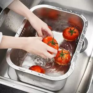 대용량 스텐 설거지통 10L 키친아트 사각 야채세척 수납통