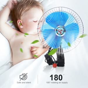 자동차 쿨링팬 화물차 8Inch Electric Car Oscillating Fan Low Noise Air Cooling 12V/24V 15W Summer Rot