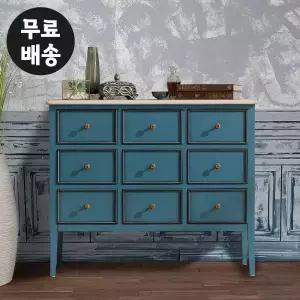 퓨어 원목 서랍장 엔틱 9칸 거실 3단 체스트 거실 와이드 서랍장 안방 깊은 서랍 가구
