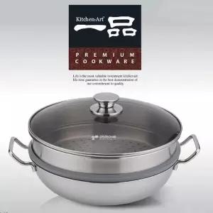 [하프클럽/키친아트]키친아트 일품(一品) 3-PLY 인덕션 2단찜파티웍24CM