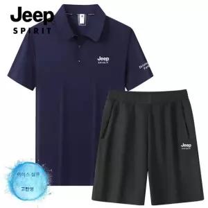 JEEP 지프 남성용 아이스 실크 야외 레저 티셔츠 반바지 세트 트레이닝복