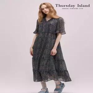 [Thursday Island] 플라워 쉬폰 프릴 원피스(T244MOP258W)