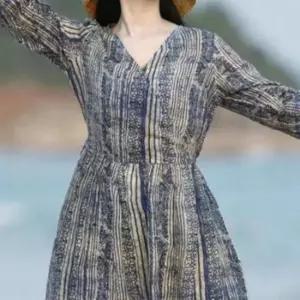 여름 휴양지 롱원피스 바캉스 브이넥 반팔 모시 원피스