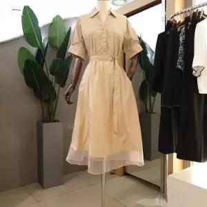 [리안뉴욕]밑단 시스루배색 카라 플래어 원피스RQFWOP030 EIC
