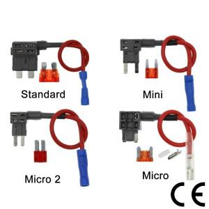 12V 미니 소형 소형 중형 자동차 퓨즈 홀더 회로 추가 어댑터 10A 마이크로 표준 ATM 블레이드 포함