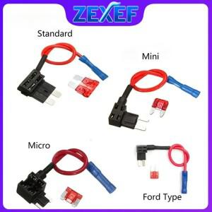 ZEXEF 12V 미니 소형 소형 중형 자동차 퓨즈 홀더 10A 마이크로 표준 ATM 블레이드 5/10Pcs가있는 추가 회