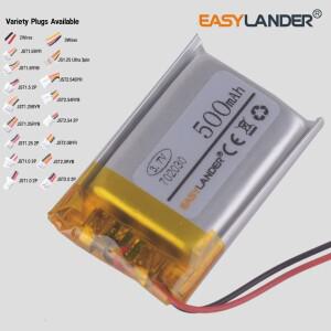 JST1.25 2p 2P 3.7V 500mAh 702030 충전식 리튬 폴리머 Lipo 이온 배터리