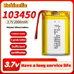1-10pcs 3.7V 2000mAh 103450 충전식 폴리머 배터리 Lipo 장난감 보조베터리 GPS 노트북 캠핑 조명 Diy