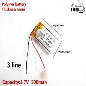 3라인 좋은 품질 3.7V 500mAH 602035 폴리머 리튬 이온/리튬 이온 배터리 장난감  보조베터리  GPS mp3 mp4