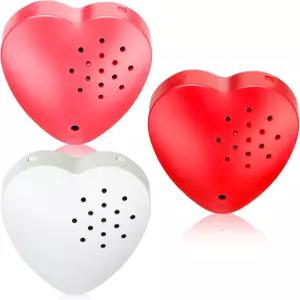 Copkim 3 Pcs 20초짜리 동물 심장 모양 사운드 레코더 푸시 버튼 녹음 가능한 장치 모듈 빨간색 흰색