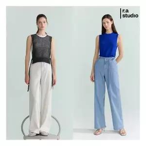 라스튜디오 최초가 79,000원 와이드 벨티드 여성 데님 2종세트