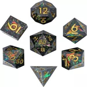 크리탈릭 7PCS DND 주사위 세트 수제 샤프 엣지 D RPG 다면체 다이 던전 앤 드래곤 TTRPG 게임 롤플레잉