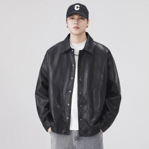 남성 숄카라 PU가죽 코트 가을 트렌드 라이더 캐주얼 자켓