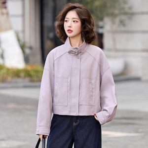 여성 빈티지 라이더 차이나 가죽 코트 쇼트 봄가을 PU가죽 재킷 상의