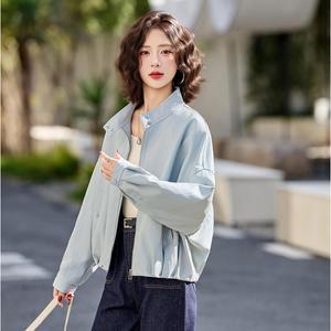 여성 차이나 가죽 재킷 코트 숏 봄 캐주얼 양파 PU가죽