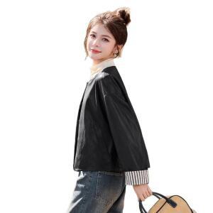 여성 라운드 가죽 재킷 숏 코트 가을 슬림핏 PU가죽