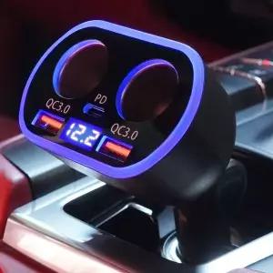 차량용 T1M2M1H8 5구 시거잭 QC3.0 고속충전기 USB+C타입 C77