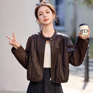 여성 빈티지 캐주얼 가죽 재킷 봄 숏 차이나 라이더 코트