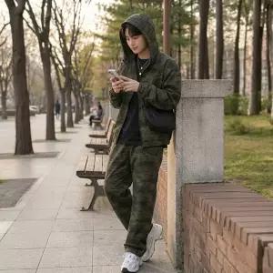 ACC 2003M 남자 아웃도어 밀리터리 카모 전술 후드 집업