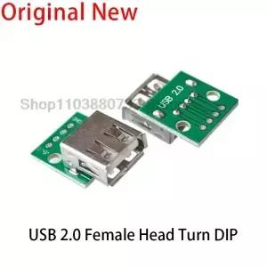 1/5/10PCS USB 2.0 소켓 유형 A 암 USBDIP 2.54MM PCB 브레이크 아웃 보드 피치 어댑터 변환기 커넥터 4 핀