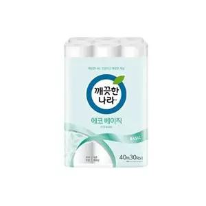[셀러허브 1]JU 깨끗한나라 에코베이직 화장지 데코 마이크로 엠보싱 무색 무향 휴지 두루마리