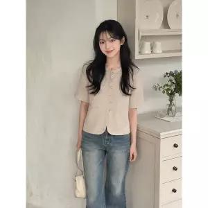 갤러리아 [26S/S]린넨 포켓 라운드넥 크롭 재킷(GS6M0JK941)