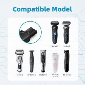 브라운 시리즈 3 5 7 9와 호환되는 12V USB-C 면도기 충전기 어댑터, 휴대용 Type-C 충전 코드 변환기, 빠