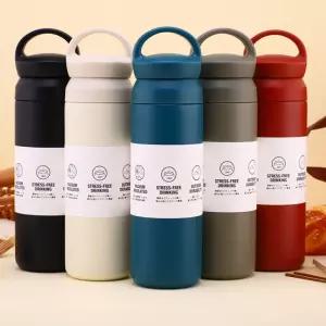 손잡이 스텐 텀블러 350ml 500ml 진공 미니 물병 스테인레스 보냉 보온병 판촉물 사은품 각인 인쇄