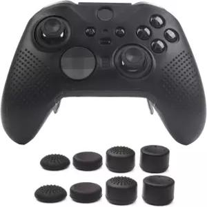 Xbox Elite 시리즈 2 코어 무선 컨트롤러와 호환되는 블랙 스킨 프로텍터 케이스 맞춤 엄지 그립 캡