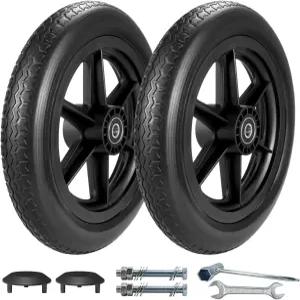 Wiykur 12인치 휠체어 바퀴 교체 1쌍 12 1/2 x 2 1/4인치 운송 의자 뒷바퀴 어셈블리 수동 부품용 솔리드