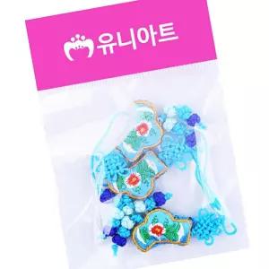 IKWCD22E9 파랑 버선 고리 3개입 X10개 한복 만들기 전통 매듭 공예 재료 끈