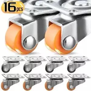 부드러운 고무 360이 포함된 16/1PCS 미니 범용 휠 가구 캐스터 회전 풀리 보관 상자 헤비 듀티